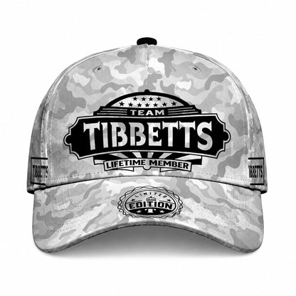 TIBBETTS TC01 HH79 Team Your Name Hat, Personalized Camo Baseball Cap, Custom Family Gift, Gift for Him Her