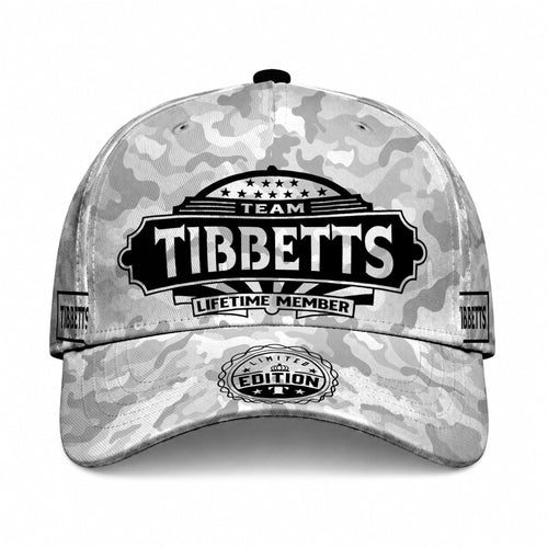 TIBBETTS TC01 HH79 Team Your Name Hat, Personalized Camo Baseball Cap, Custom Family Gift, Gift for Him Her