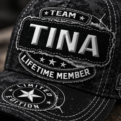 TINA TC03 HH79  Personalized Black Camo Baseball Cap, Custom Name Family Hat