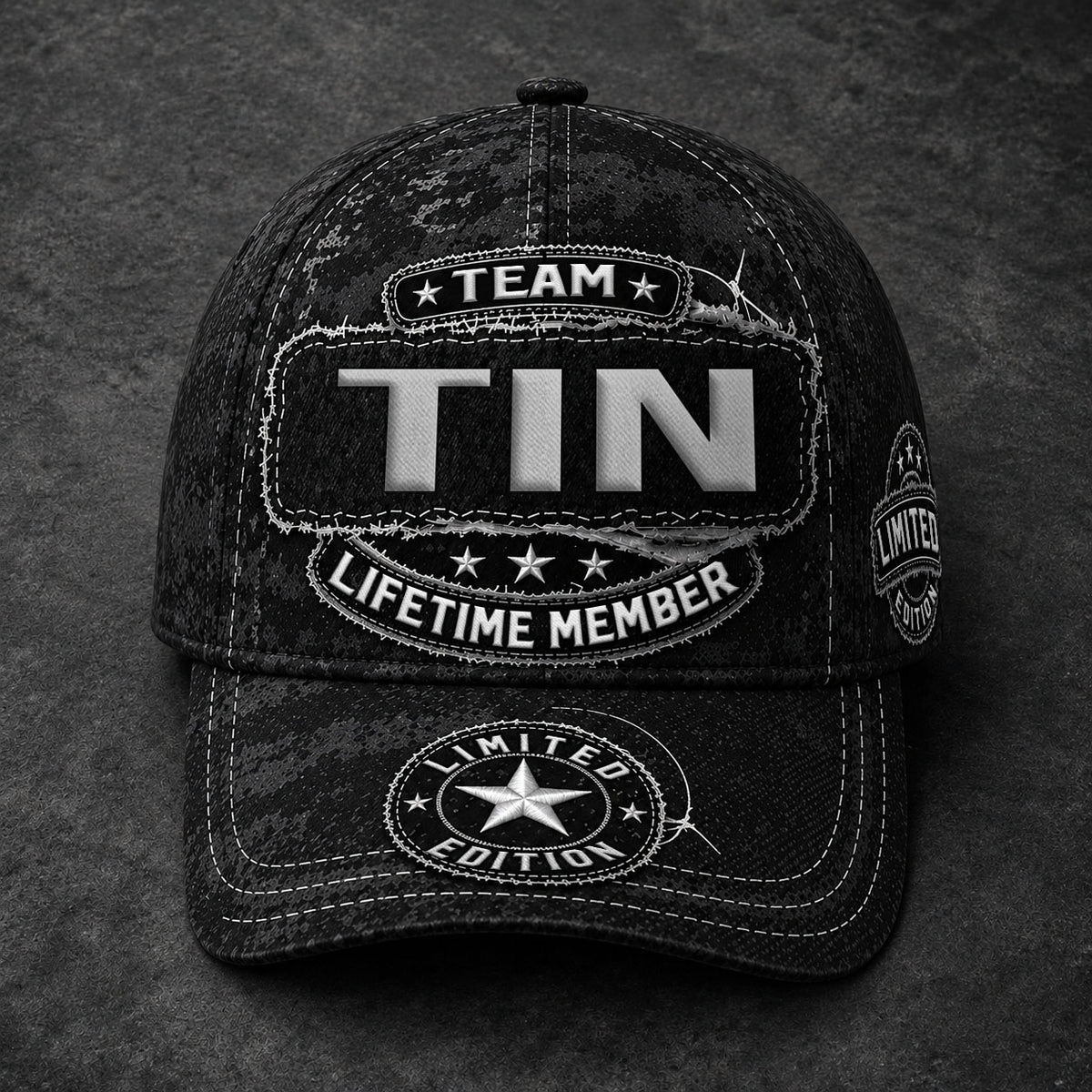 TIN TC03 HH79  Personalized Black Camo Baseball Cap, Custom Name Family Hat