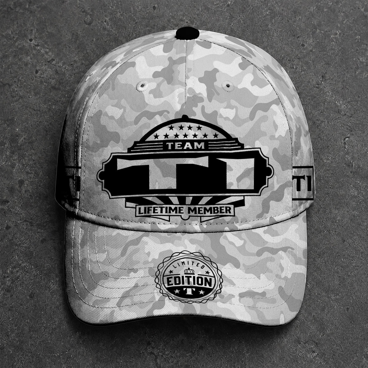 TI TC01 HH79 Team Your Name Hat, Personalized Camo Baseball Cap, Custom Family Gift, Gift for Him Her