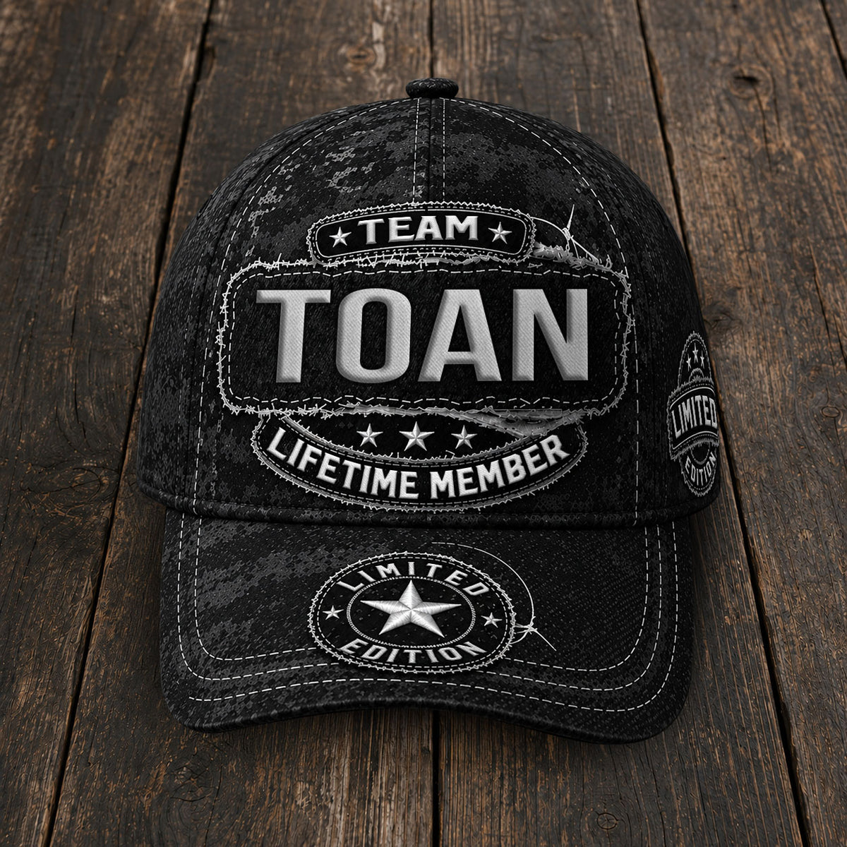 TOAN TC03 HH79  Personalized Black Camo Baseball Cap, Custom Name Family Hat