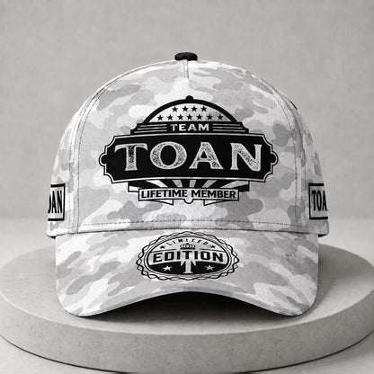 TOAN TC01 HH79 Team Your Name Hat, Personalized Camo Baseball Cap, Custom Family Gift, Gift for Him Her