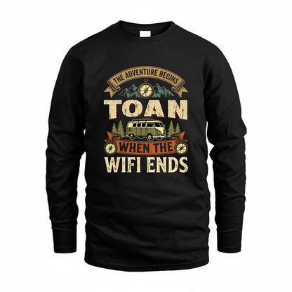 TOAN TT898-K6-229 – Personalized Funny Camping Quote Apparel “The Adventure Begins When The WiFi Ends”
