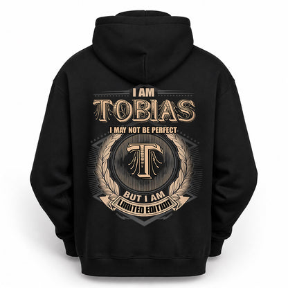 TOBIAS 2K-101–Personalized Name Quote Apparel “I Am NAME May Not Be Perfect But I Am Limited Edition”
