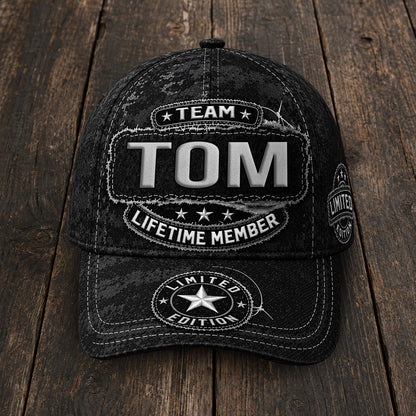 TOM TC03 HH79  Personalized Black Camo Baseball Cap, Custom Name Family Hat