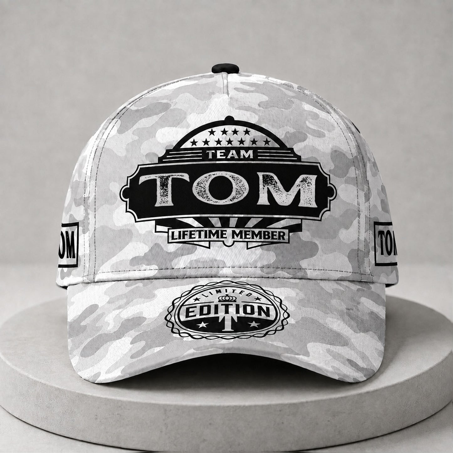 TOM TC01 HH79 Team Your Name Hat, Personalized Camo Baseball Cap, Custom Family Gift, Gift for Him Her
