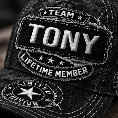 TONY TC03 HH79  Personalized Black Camo Baseball Cap, Custom Name Family Hat
