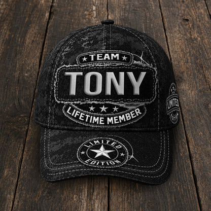 TONY TC03 HH79  Personalized Black Camo Baseball Cap, Custom Name Family Hat