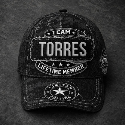 TORRES TC03 HH79  Personalized Black Camo Baseball Cap, Custom Name Family Hat