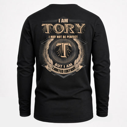 TORY 2K-101–Personalized Name Quote Apparel “I Am NAME May Not Be Perfect But I Am Limited Edition”
