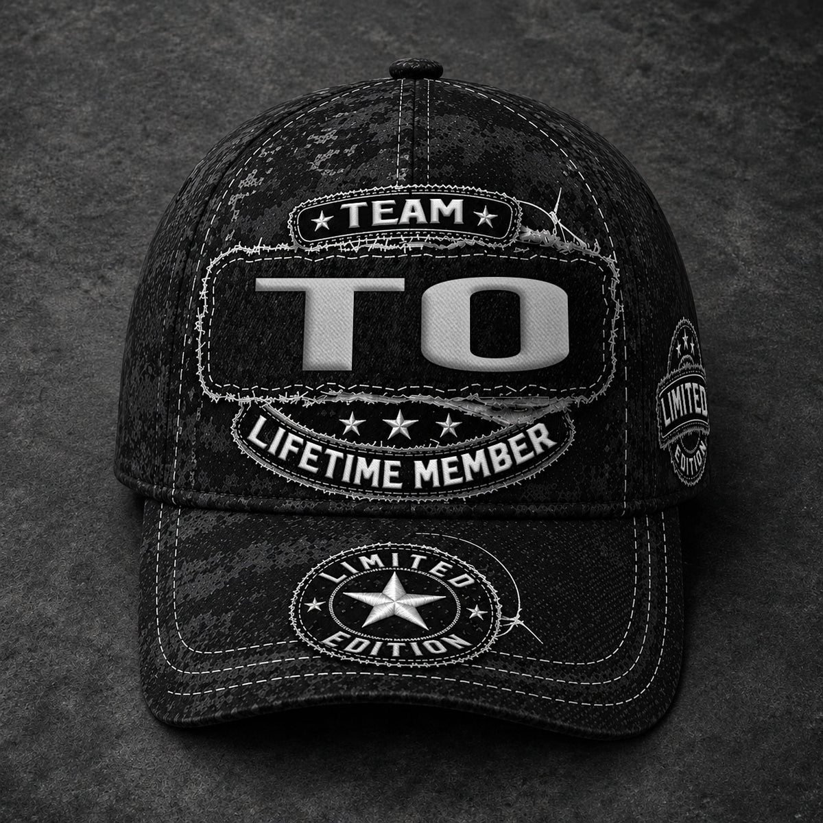 TO TC03 HH79  Personalized Black Camo Baseball Cap, Custom Name Family Hat