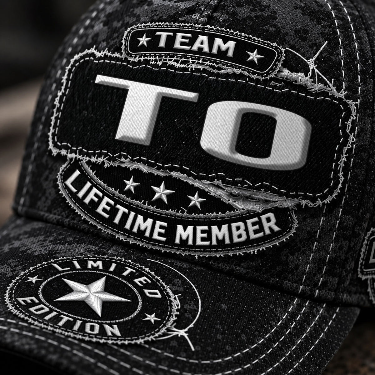 TO TC03 HH79  Personalized Black Camo Baseball Cap, Custom Name Family Hat