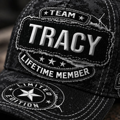 TRACY TC03 HH79  Personalized Black Camo Baseball Cap, Custom Name Family Hat