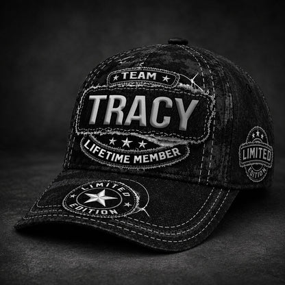 TRACY TC03 HH79  Personalized Black Camo Baseball Cap, Custom Name Family Hat
