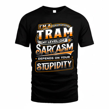 TRAM TT88-K6-229 – Personalized Funny Sarcasm Apparel "My Level Of Sarcasm Depends On Your Stupidity"