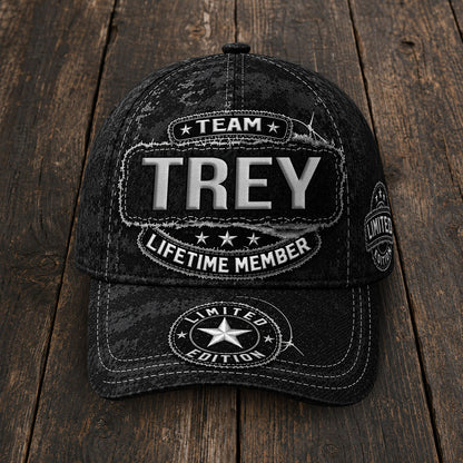 TREY TC03 HH79  Personalized Black Camo Baseball Cap, Custom Name Family Hat