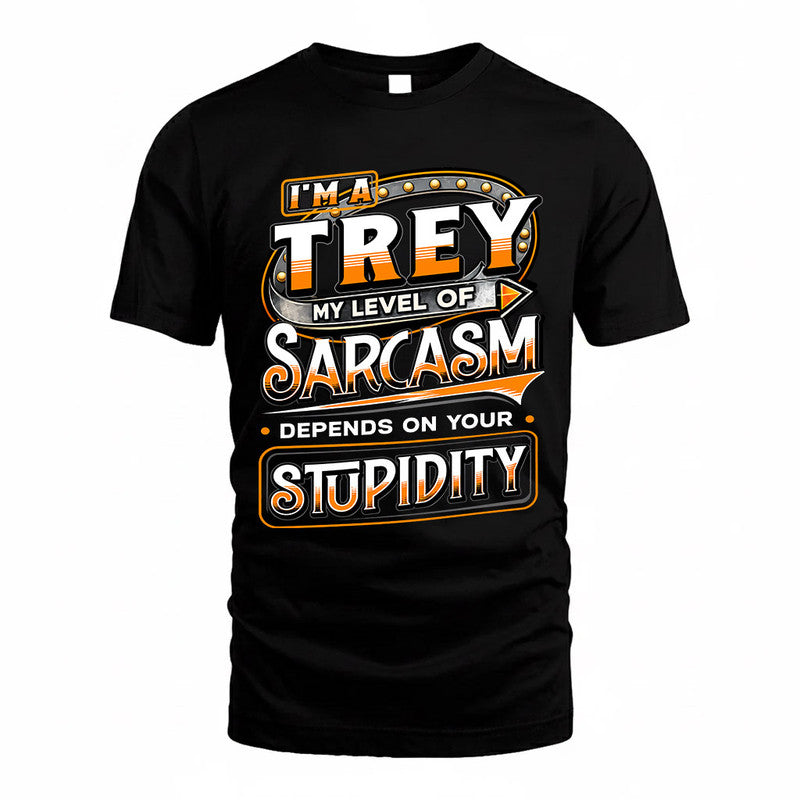 TREY TT88-K6-229 – Personalized Funny Sarcasm Apparel "My Level Of Sarcasm Depends On Your Stupidity"
