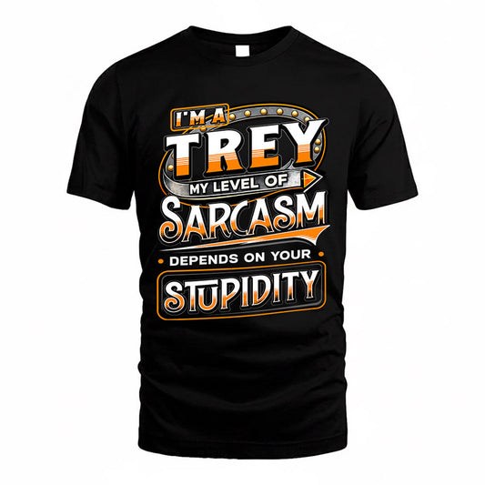 TREY TT88-K6-229 – Personalized Funny Sarcasm Apparel "My Level Of Sarcasm Depends On Your Stupidity"