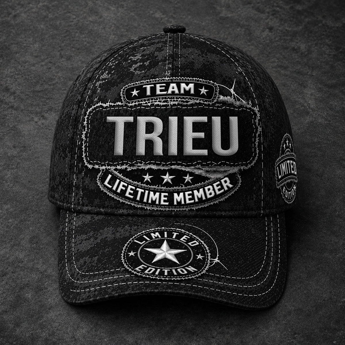 TRIEU TC03 HH79  Personalized Black Camo Baseball Cap, Custom Name Family Hat