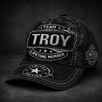 TROY TC03 HH79  Personalized Black Camo Baseball Cap, Custom Name Family Hat