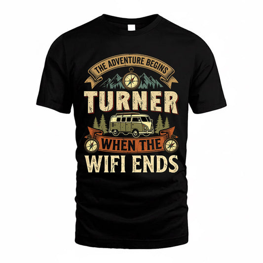 TURNER TT898-K6-229 – Personalized Funny Camping Quote Apparel “The Adventure Begins When The WiFi Ends”
