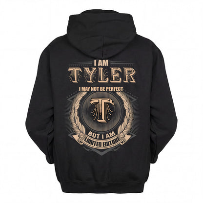 TYLER 2K-101–Personalized Name Quote Apparel “I Am NAME May Not Be Perfect But I Am Limited Edition”