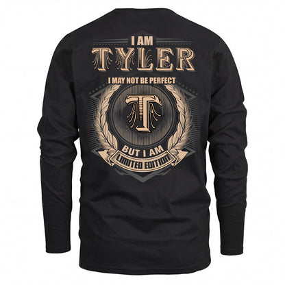 TYLER 2K-101–Personalized Name Quote Apparel “I Am NAME May Not Be Perfect But I Am Limited Edition”