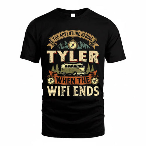 TYLER TT898-K6-229 – Personalized Funny Camping Quote Apparel “The Adventure Begins When The WiFi Ends”