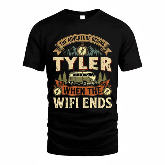 TYLER TT898-K6-229 – Personalized Funny Camping Quote Apparel “The Adventure Begins When The WiFi Ends”