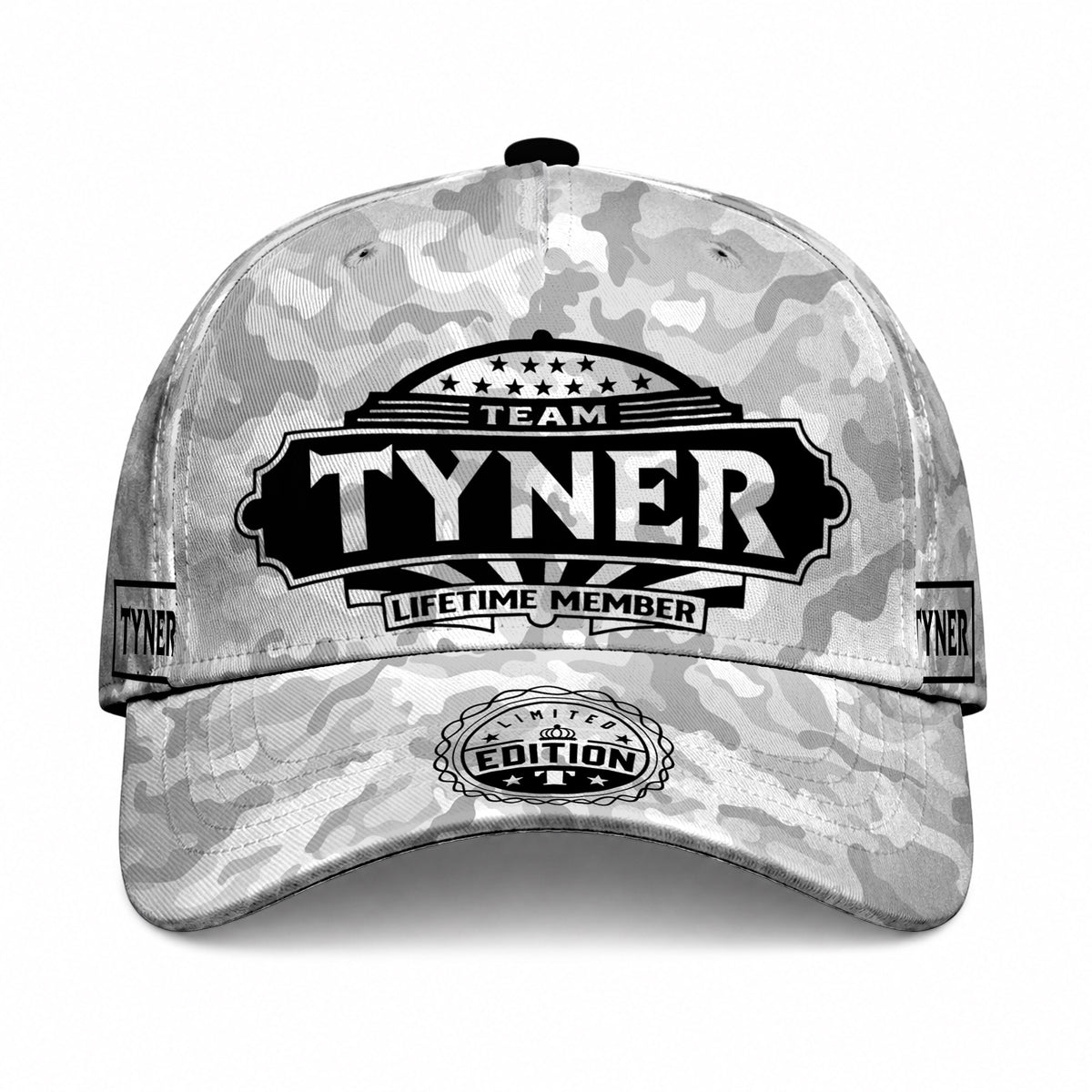 TYNER TC01 HH79 Team Your Name Hat, Personalized Camo Baseball Cap, Custom Family Gift, Gift for Him Her
