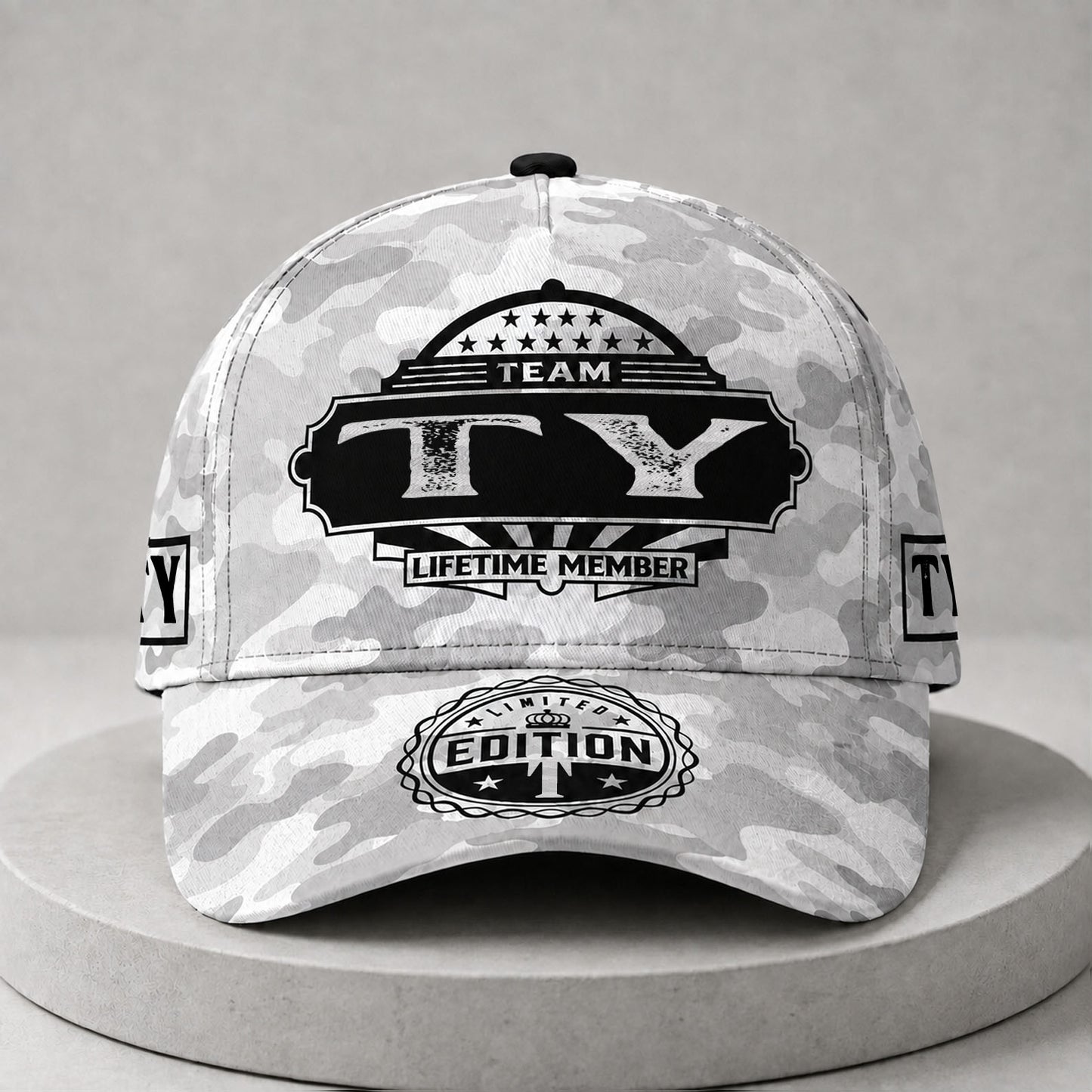 TY TC01 HH79 Team Your Name Hat, Personalized Camo Baseball Cap, Custom Family Gift, Gift for Him Her