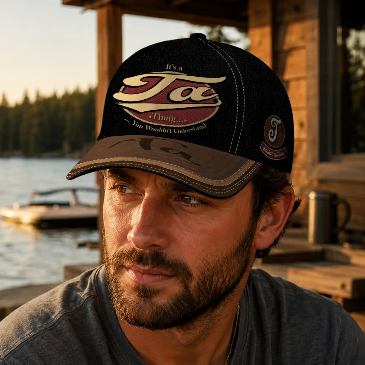 TA  TC06 HH79 Personalized Distressed Baseball Cap, Custom Retro Trucker Hat, Statement Dad Cap
