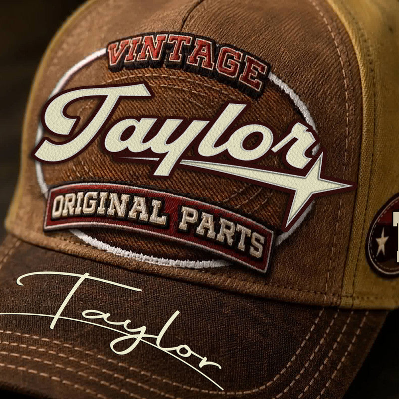 TAYLOR TC02 HH79  Personalized Name Baseball Cap, Vintage Retro Hat, Custom Gift for Him & Her
