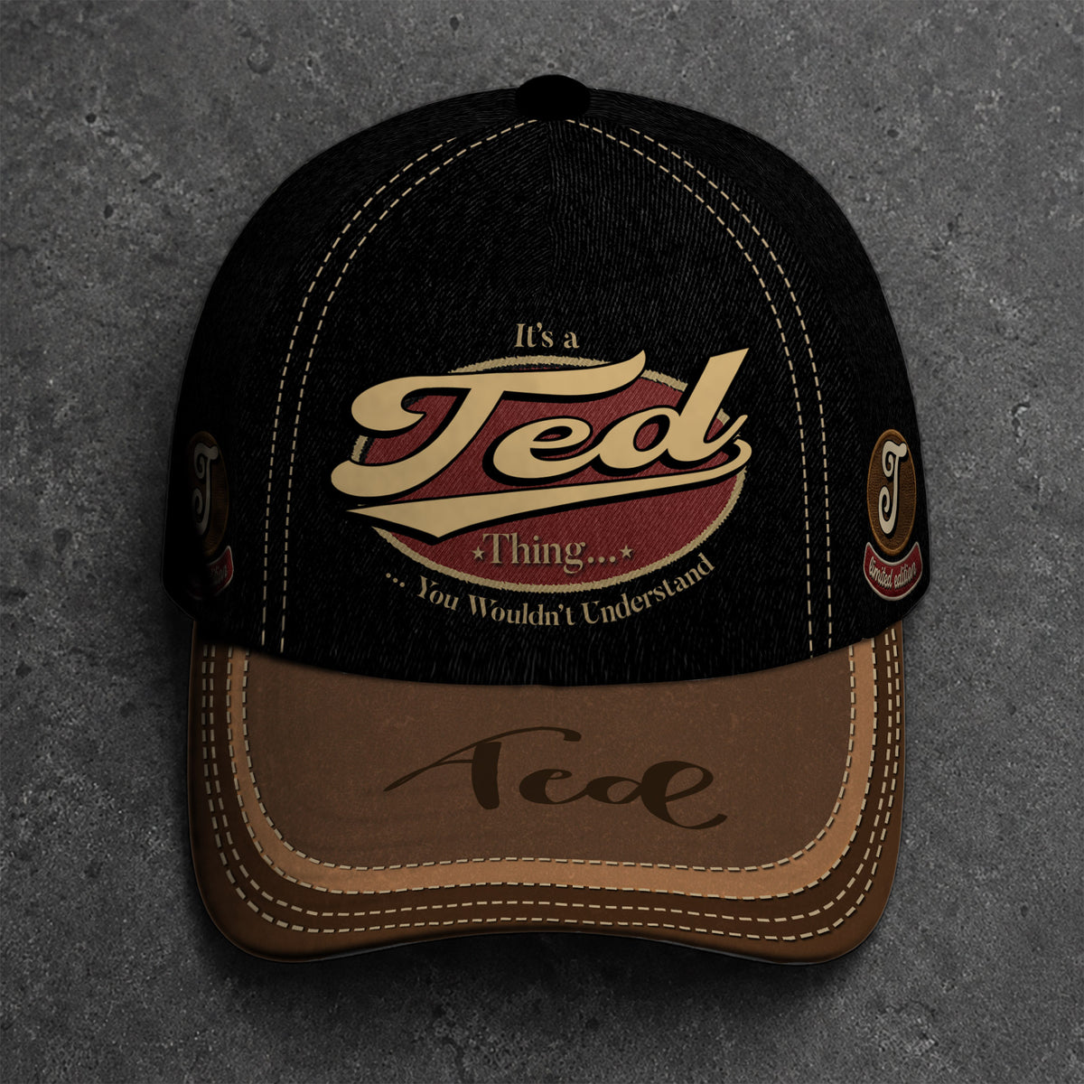 TED  TC06 HH79 Personalized Distressed Baseball Cap, Custom Retro Trucker Hat, Statement Dad Cap