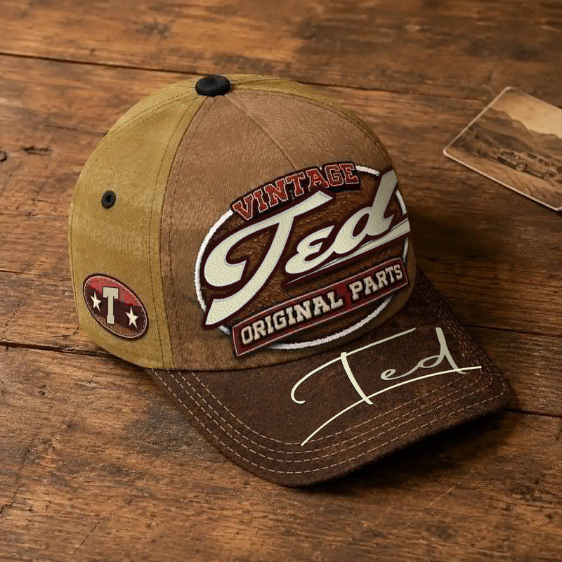 TED TC02 HH79  Personalized Name Baseball Cap, Vintage Retro Hat, Custom Gift for Him & Her