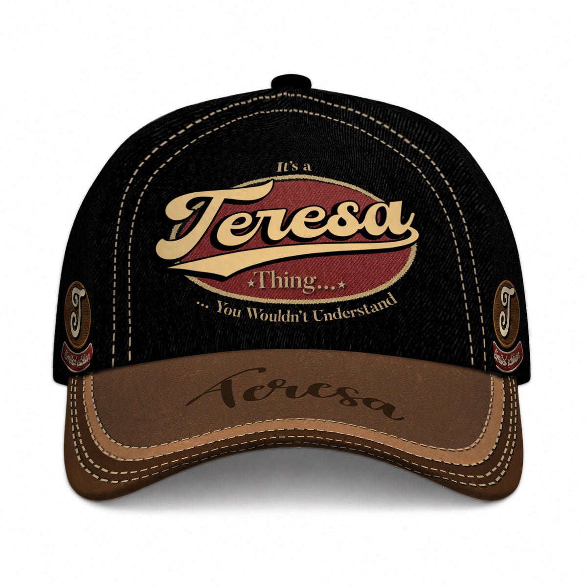 TERESA  TC06 HH79 Personalized Distressed Baseball Cap, Custom Retro Trucker Hat, Statement Dad Cap