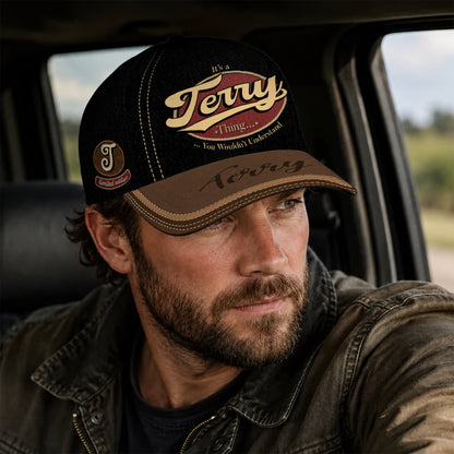 TERRY  TC06 HH79 Personalized Distressed Baseball Cap, Custom Retro Trucker Hat, Statement Dad Cap