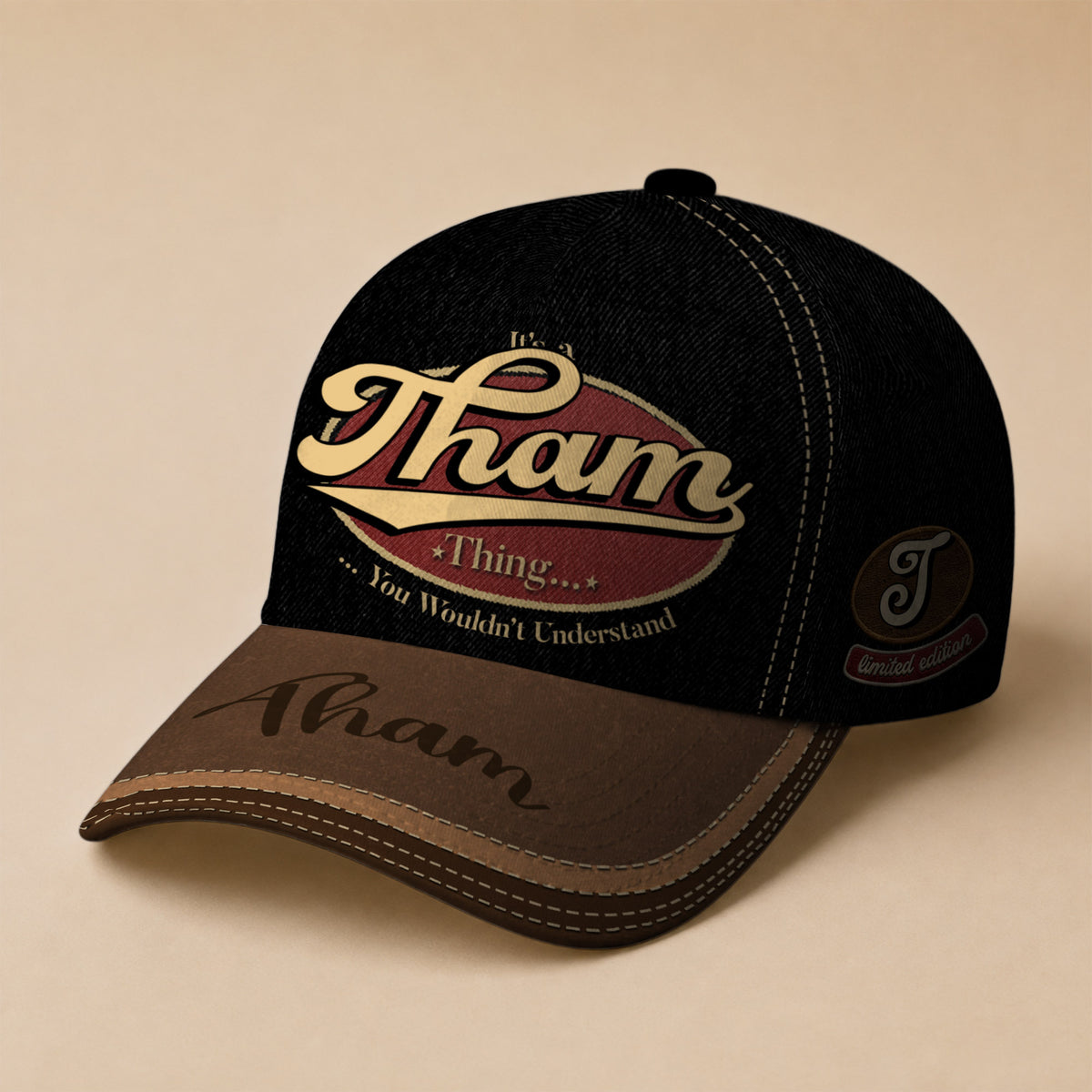 THAM  TC06 HH79 Personalized Distressed Baseball Cap, Custom Retro Trucker Hat, Statement Dad Cap