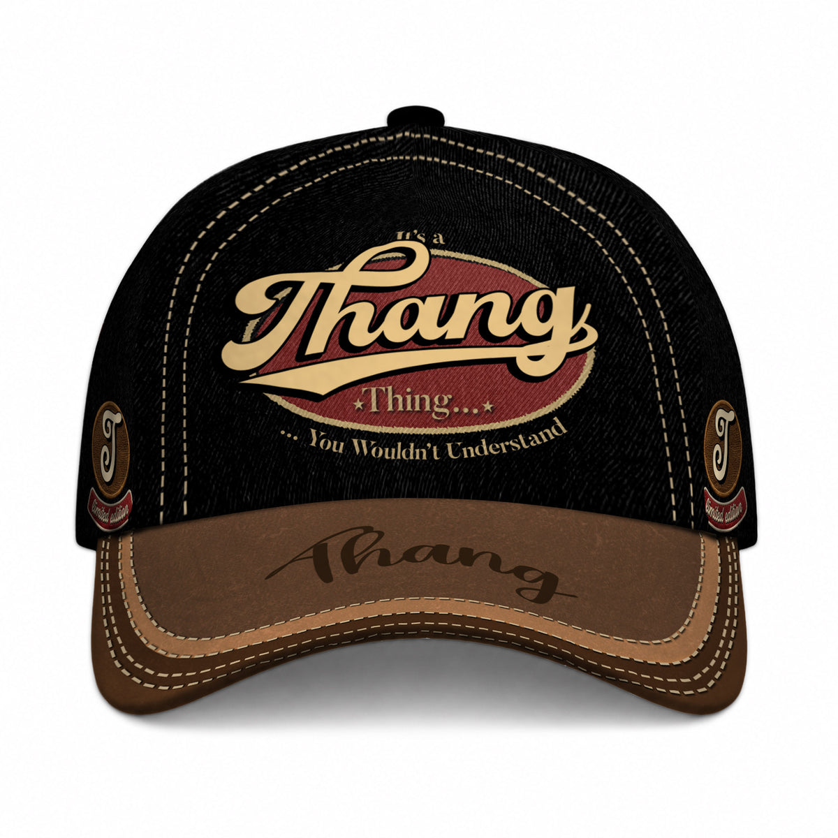 THANG  TC06 HH79 Personalized Distressed Baseball Cap, Custom Retro Trucker Hat, Statement Dad Cap