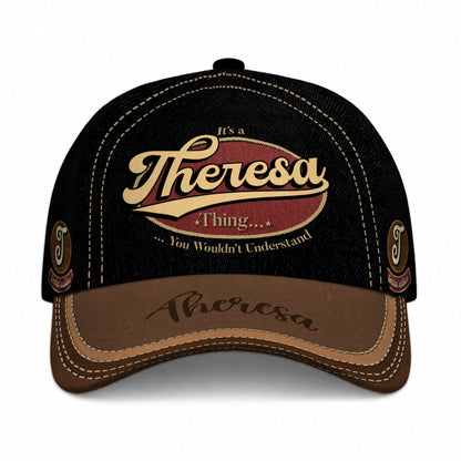 THERESA  TC06 HH79 Personalized Distressed Baseball Cap, Custom Retro Trucker Hat, Statement Dad Cap
