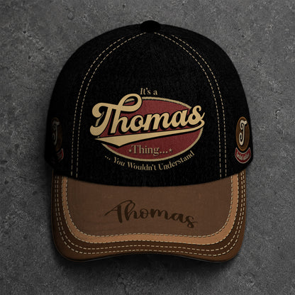 THOMAS  TC06 HH79 Personalized Distressed Baseball Cap, Custom Retro Trucker Hat, Statement Dad Cap