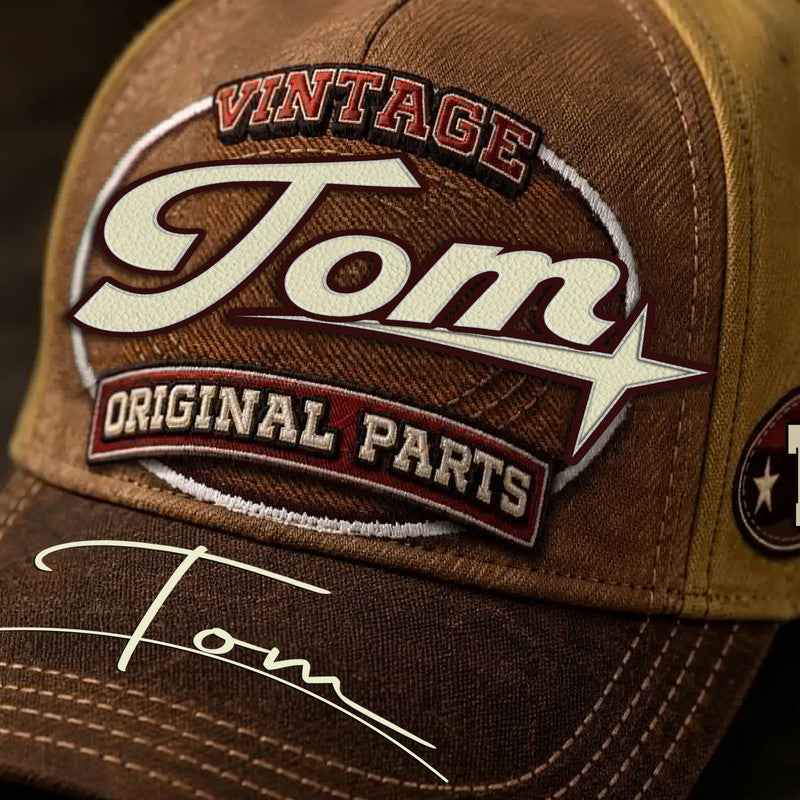 TOM TC02 HH79  Personalized Name Baseball Cap, Vintage Retro Hat, Custom Gift for Him & Her