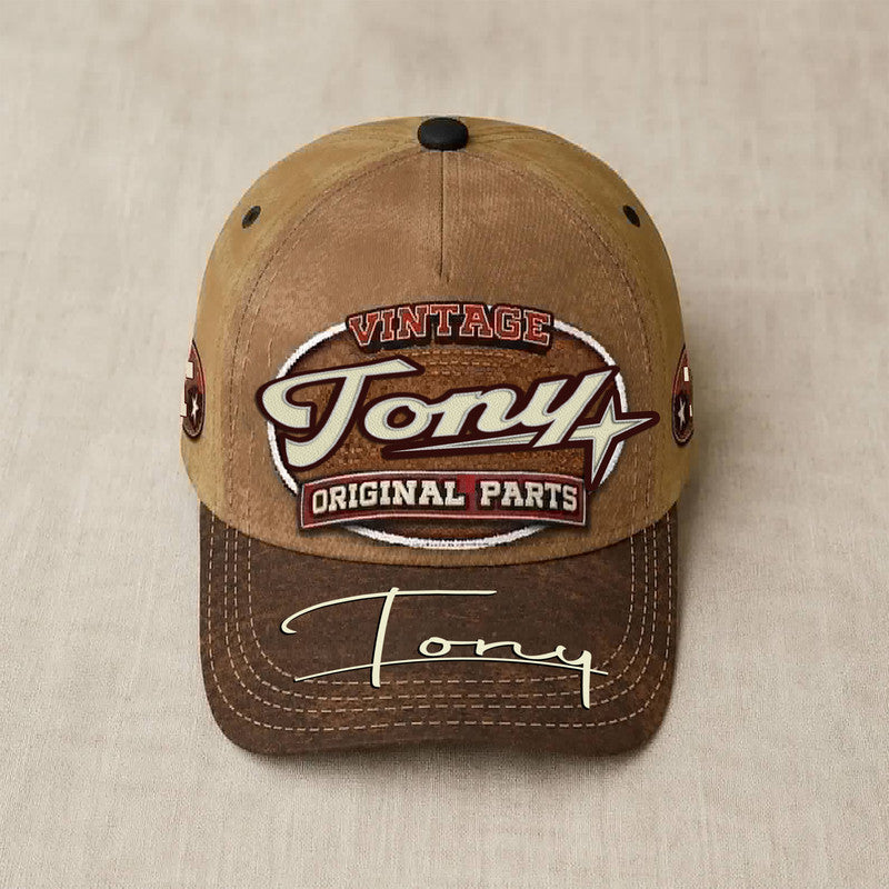 TONY TC02 HH79  Personalized Name Baseball Cap, Vintage Retro Hat, Custom Gift for Him & Her