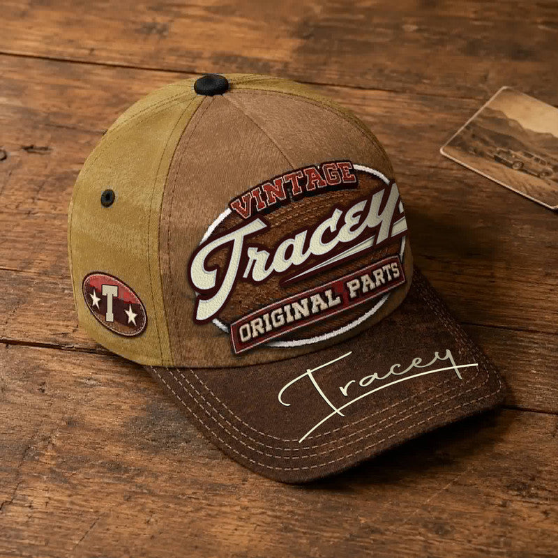 TRACEY TC02 HH79  Personalized Name Baseball Cap, Vintage Retro Hat, Custom Gift for Him & Her