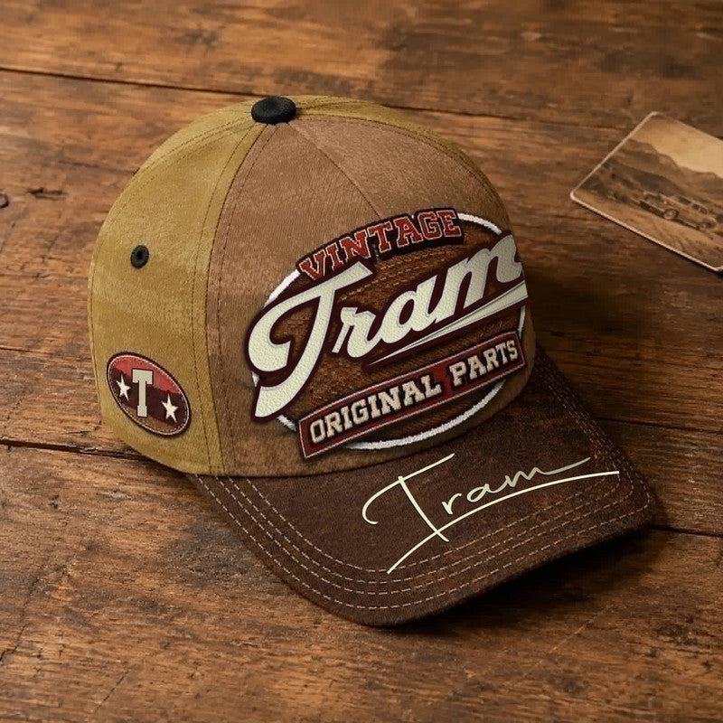 TRAM TC02 HH79  Personalized Name Baseball Cap, Vintage Retro Hat, Custom Gift for Him & Her