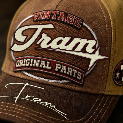 TRAM TC02 HH79  Personalized Name Baseball Cap, Vintage Retro Hat, Custom Gift for Him & Her