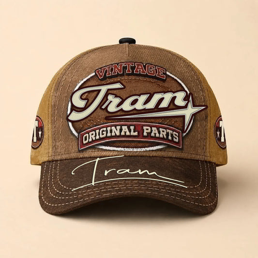 TRAM TC02 HH79  Personalized Name Baseball Cap, Vintage Retro Hat, Custom Gift for Him & Her
