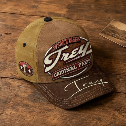 TREY TC02 HH79  Personalized Name Baseball Cap, Vintage Retro Hat, Custom Gift for Him & Her