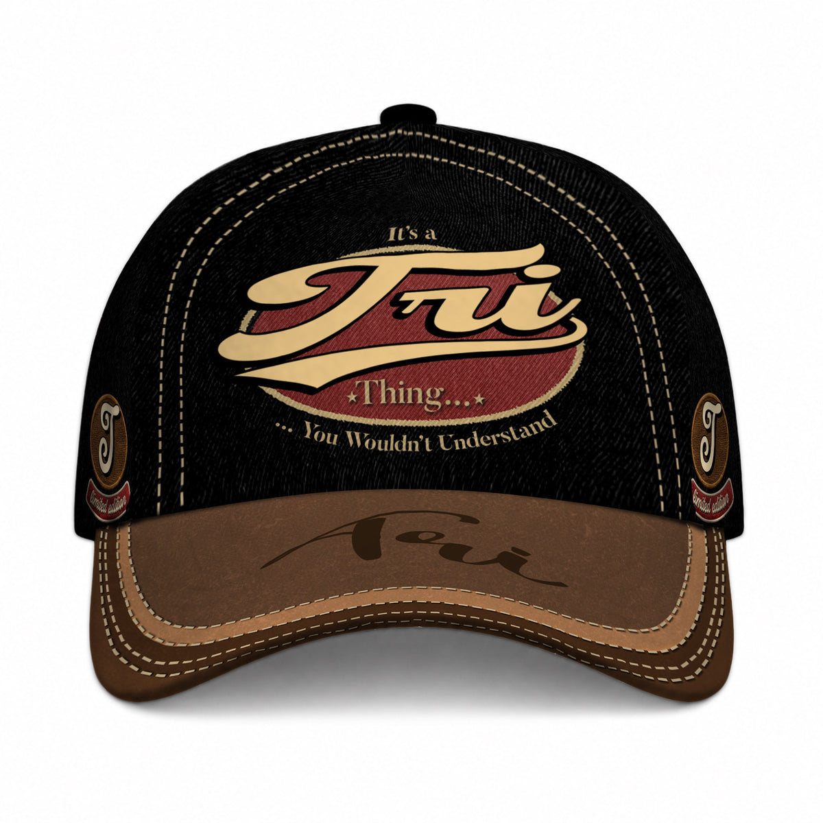 TRI  TC06 HH79 Personalized Distressed Baseball Cap, Custom Retro Trucker Hat, Statement Dad Cap